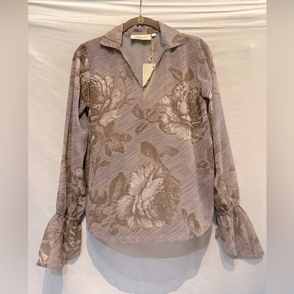 La Bellum by Hillary Scott Floral Chiffon Blouse - Size Large